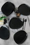 Hermia Juego de 6 Platos de Servicio de Cerámica Negro Mate 30 cm